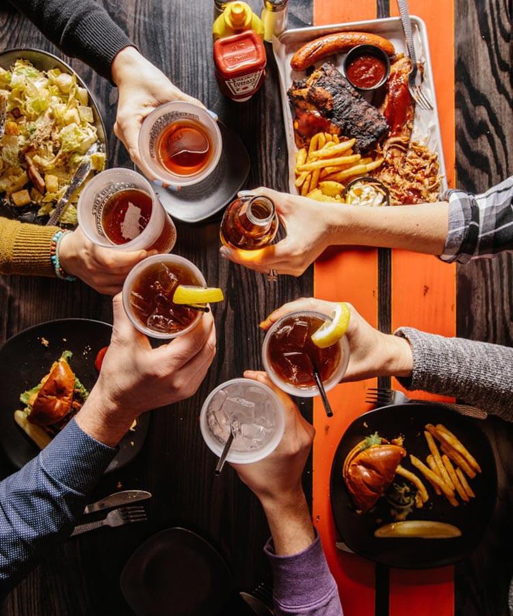 friends at a table - mobile version