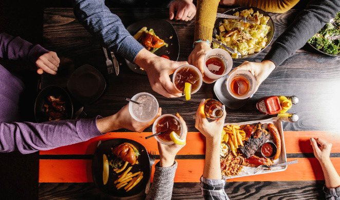 Friends gathering at a table