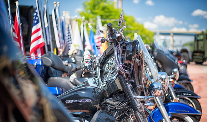 motorcycles with American flags