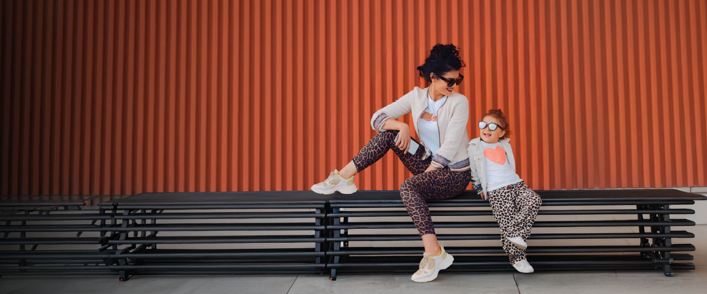 mom and daughter  on bench - desktop version