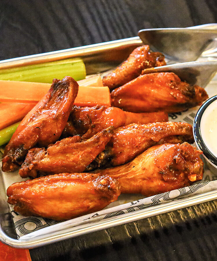 smoked wings on a tray - mobile version