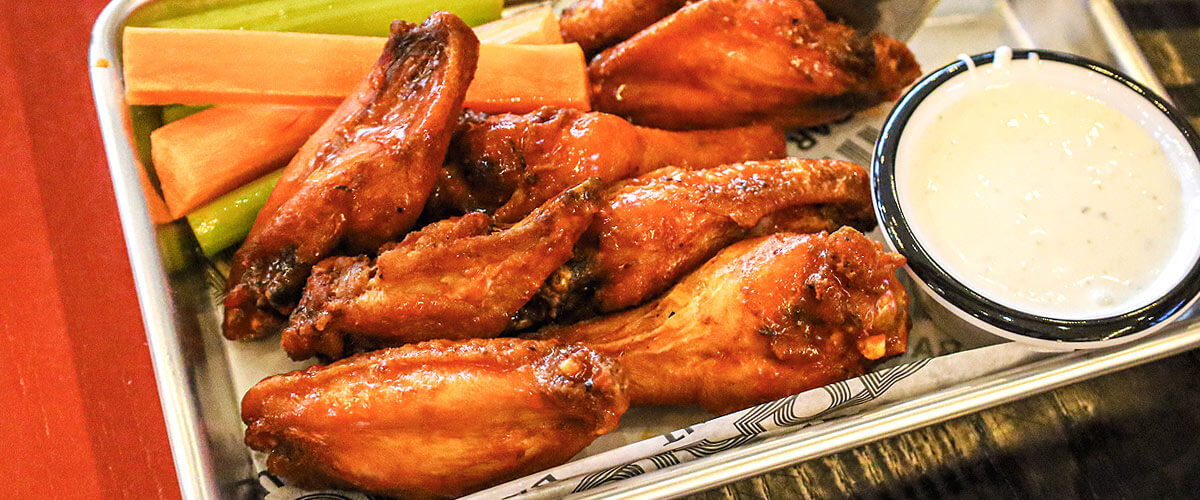 smoked wings on a tray - desktop version